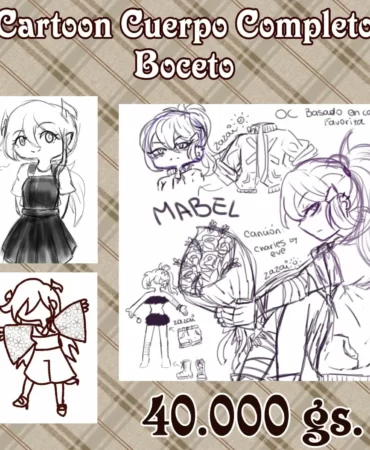 Cartoon cuerpo completo boceto