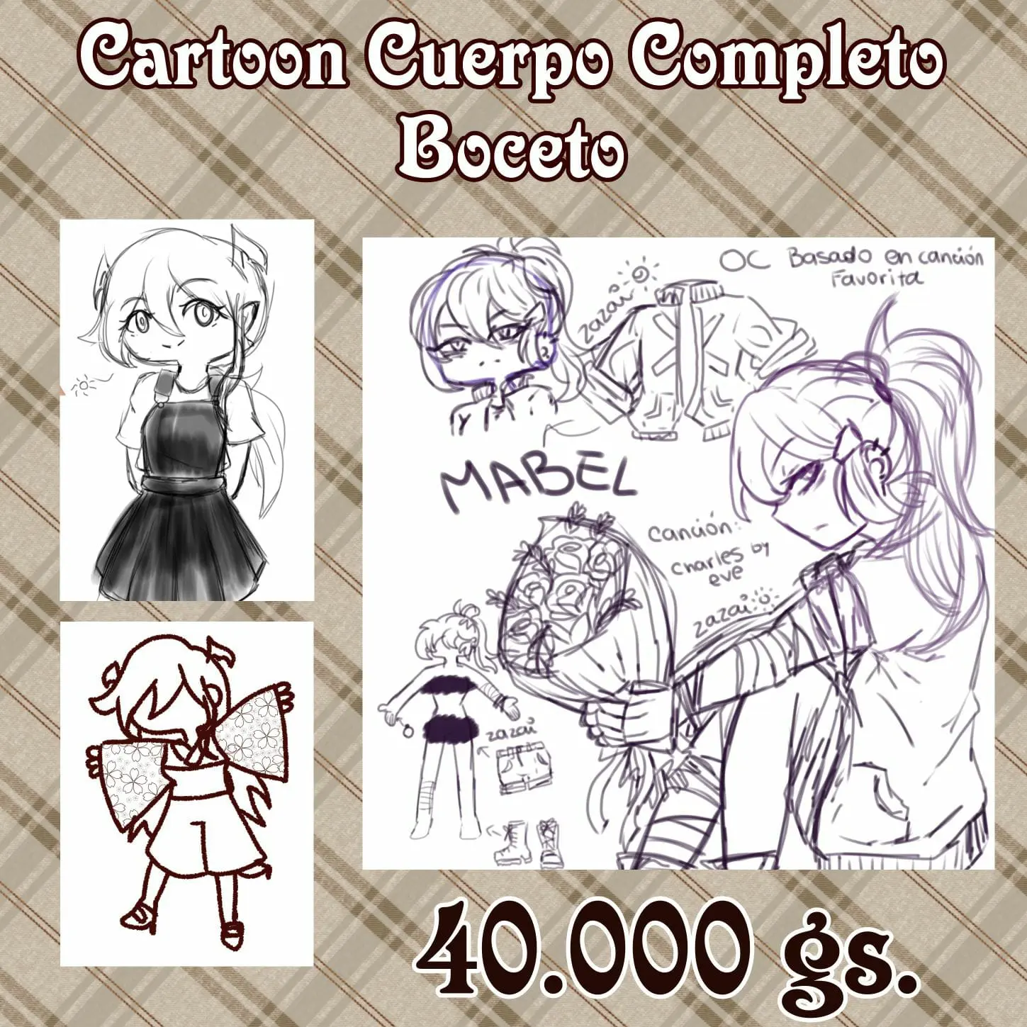 Cartoon cuerpo completo boceto